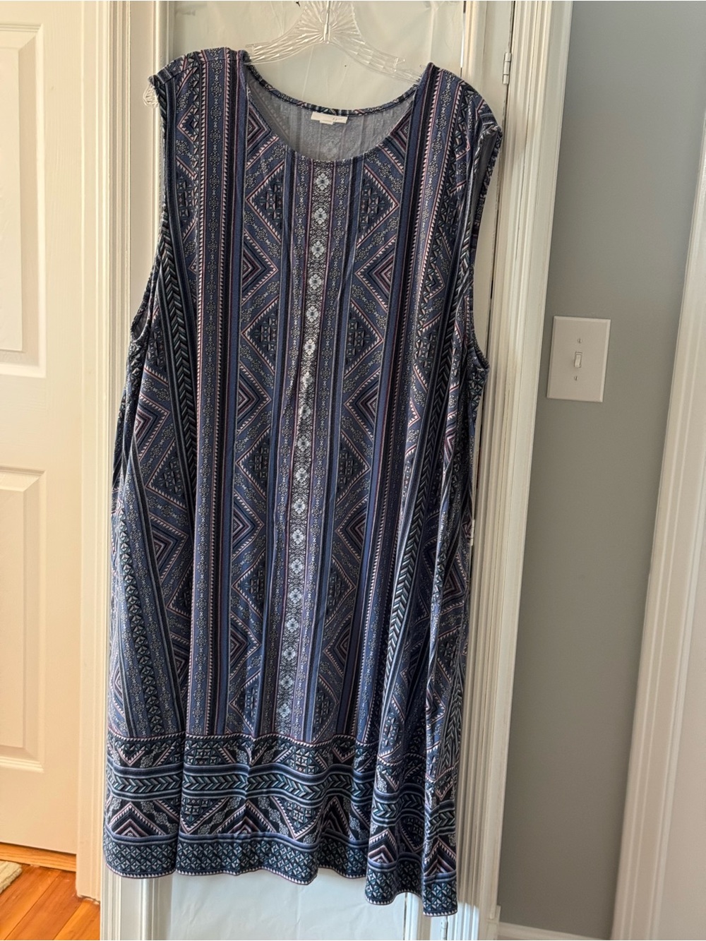 J. Jill Mixed Print A-Line Knit Dress Reverse Print Boarder Size 3X